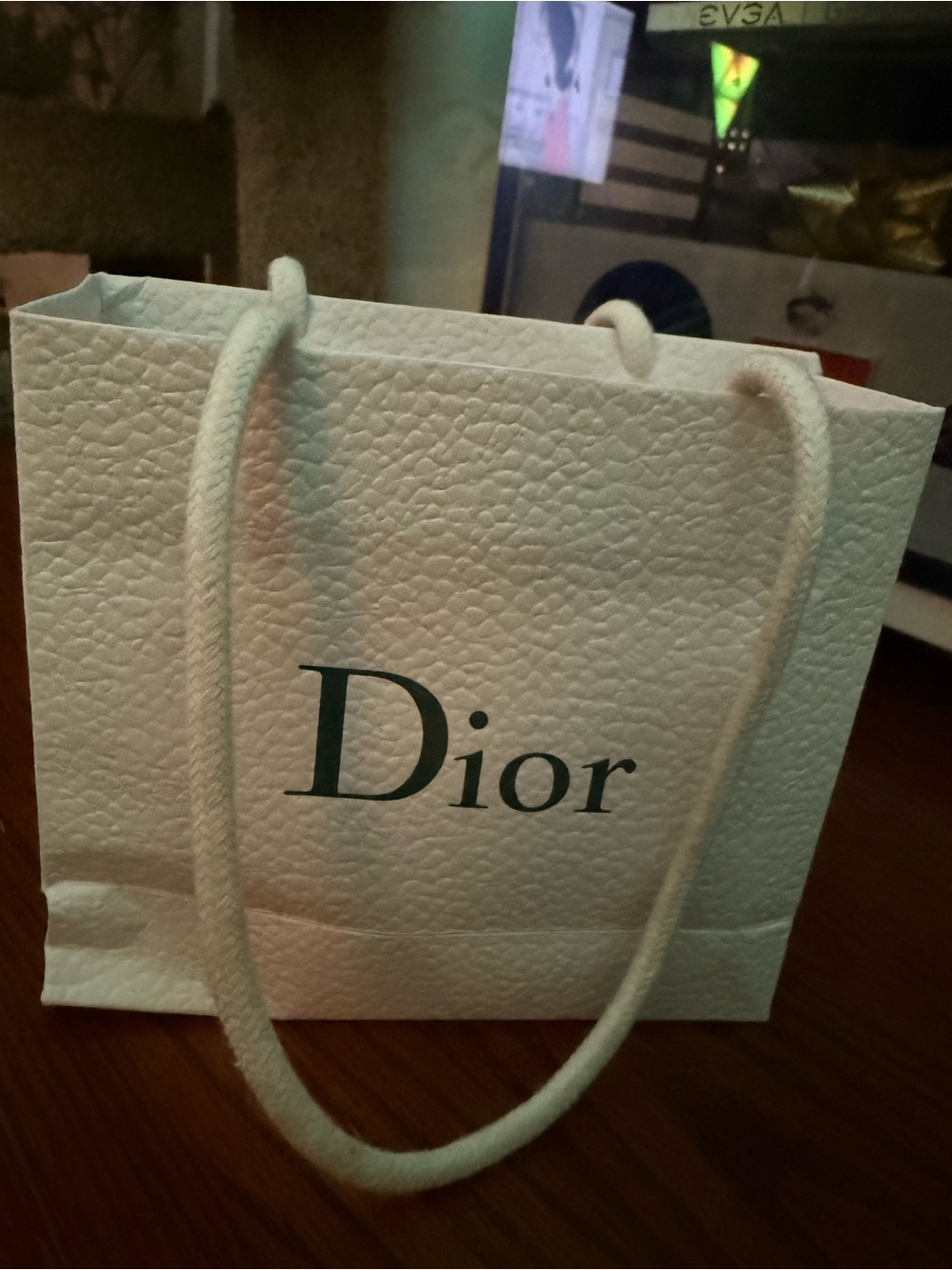 Dior White Textured Rope-Handle Tote empty bag